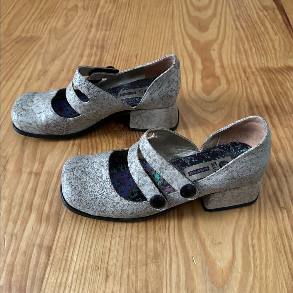 Selo De Controle Brazilian Genuine Leather Retro Heeled Shoes Women’s 7.5-8 - Picture 5 of 12